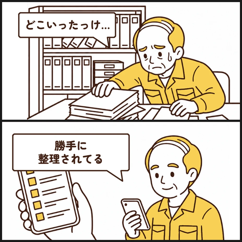 データ転記・記録の自動化：同じ仕事の改善前と改善後